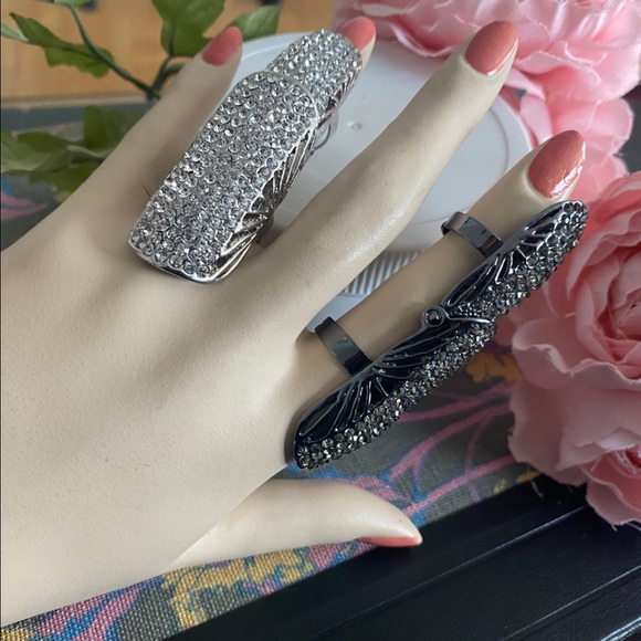 Chunky Rhinestone Double Ring - Picture 2 of 4